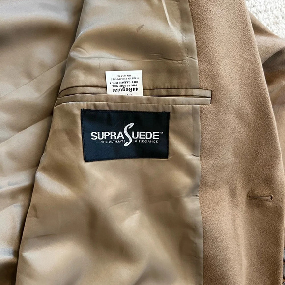 Bert Pulitzer size 44 regular camel colored supra suede sports coat polyester - Picture 3 of 8